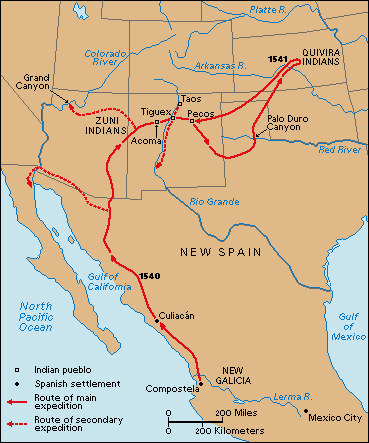 Map-Francisco Vasquez de Coronado