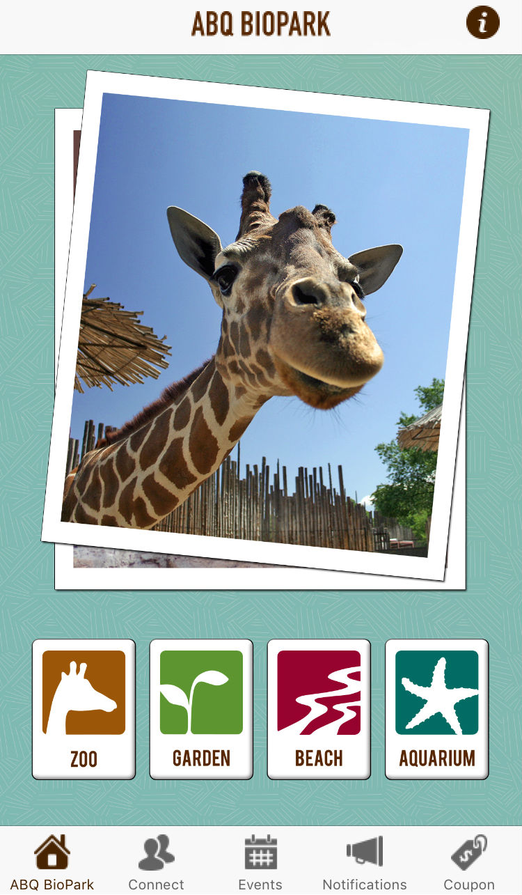 ABQ BioPark App - Home Screen