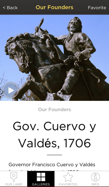 ABQ Museum App - Founders: Gov. Cuervo y Valdes