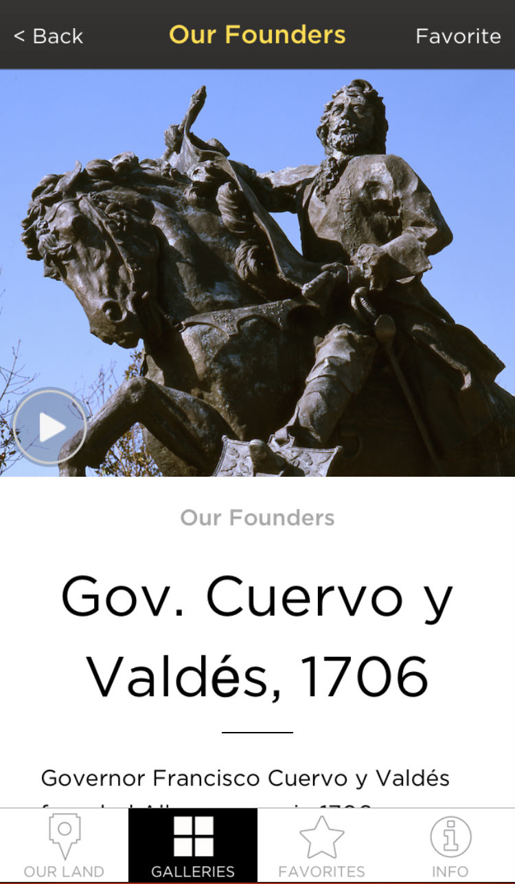 ABQ Museum App - Founders: Gov. Cuervo y Valdes