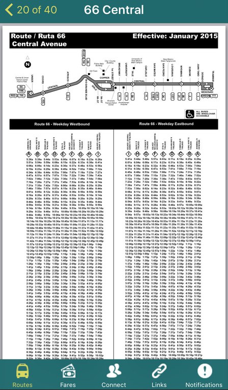 ABQ Ride App - Route 66 Timetable