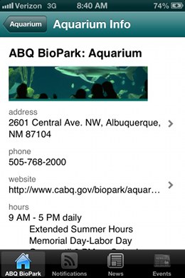 BioPark App Aquarium Info