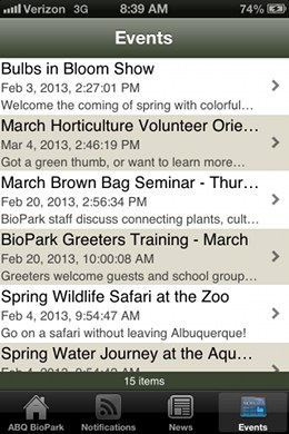 BioPark App Events