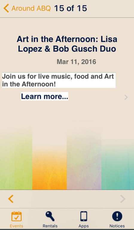 Culture ABQ App - Event Listing