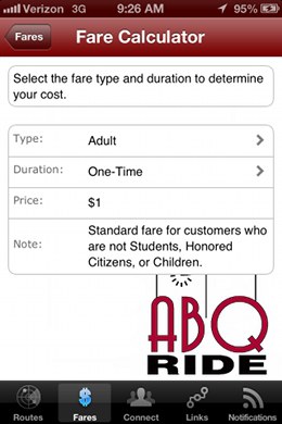 ABQ RIDE App Fare