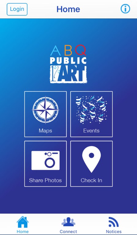 ABQ Public Art App - Home Screen
