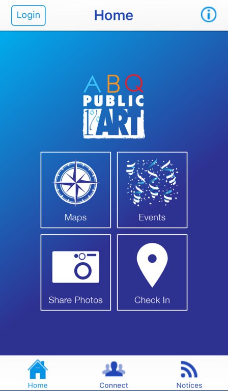 ABQ Public Art App - Home Screen