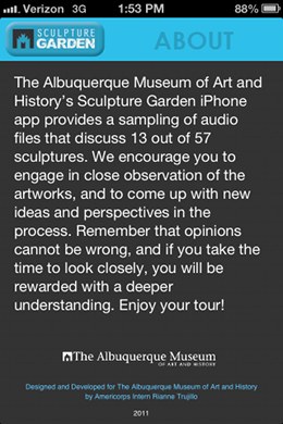 Sculpture Garden App About