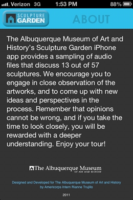 Sculpture Garden App About