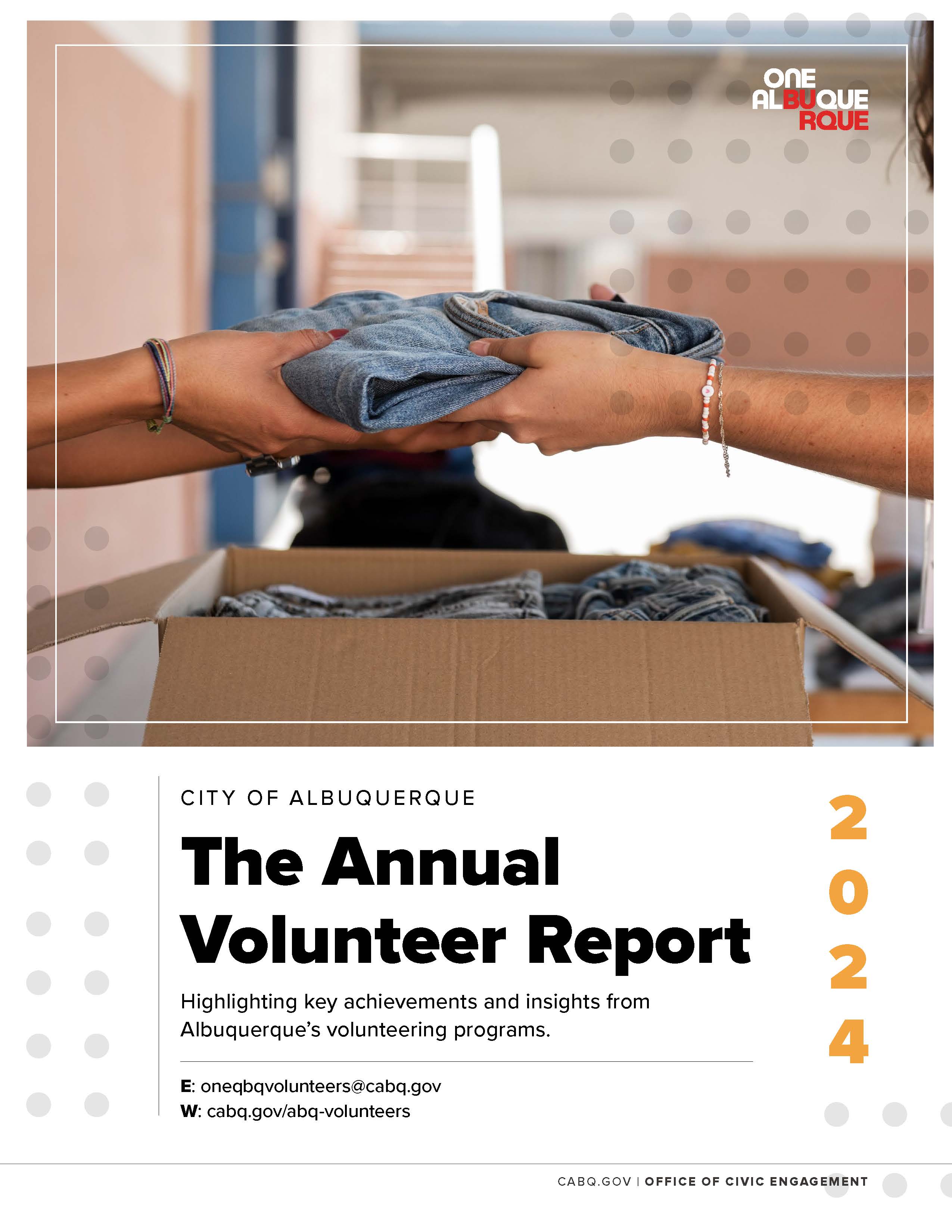 Office of Civic Engagement Annual Volunteer Report 2024 Cover