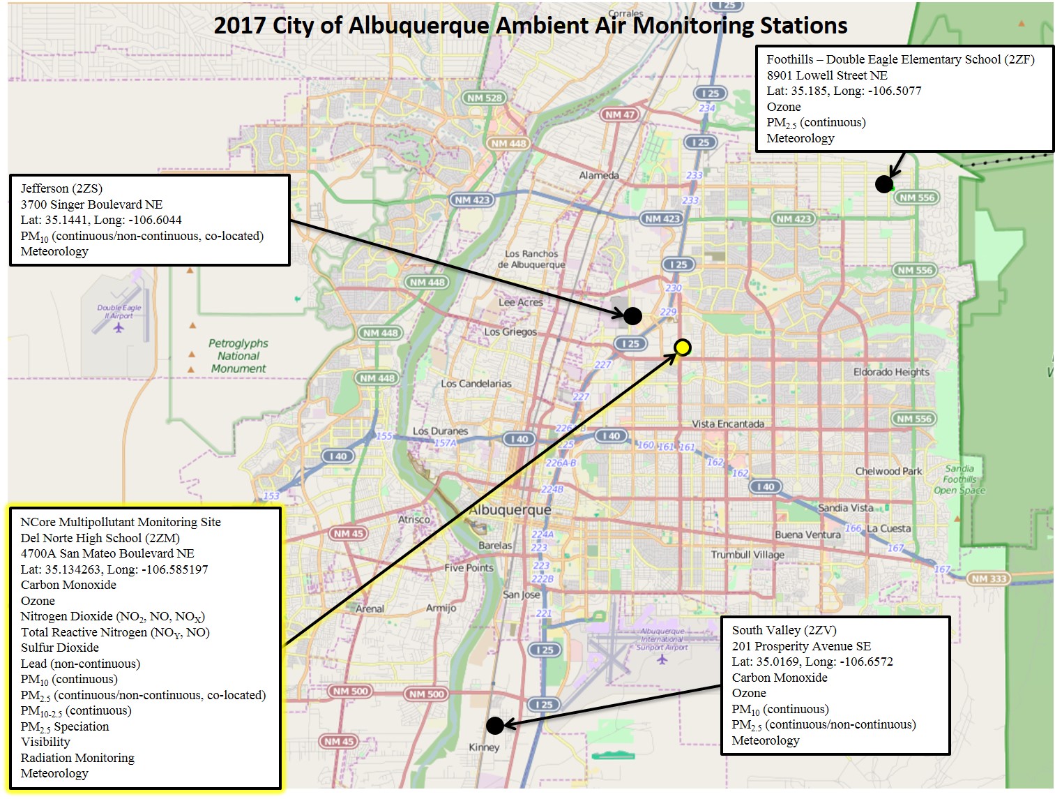 City of Albuquerque Ambient Air Monitoring Stations