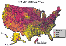 Map of radon by US County