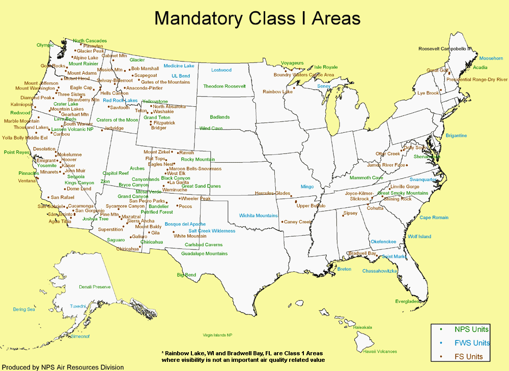 Areas protected by the EPA's Regional Haze Rule