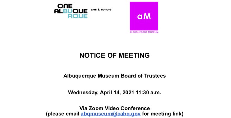 Albuquerque Museum Board of Trustees Notice