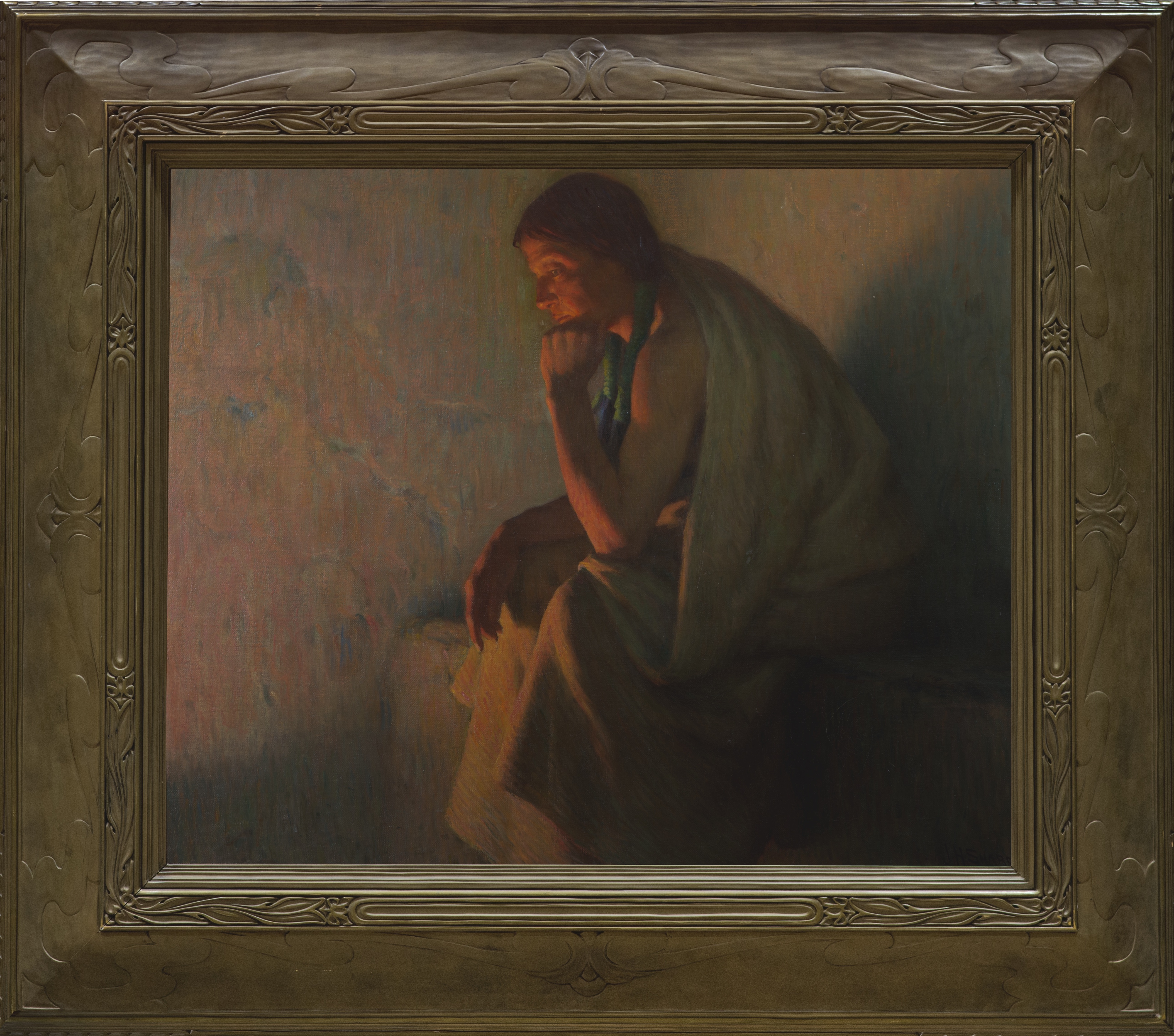 Joseph Henry Sharp, Indian by Firelight