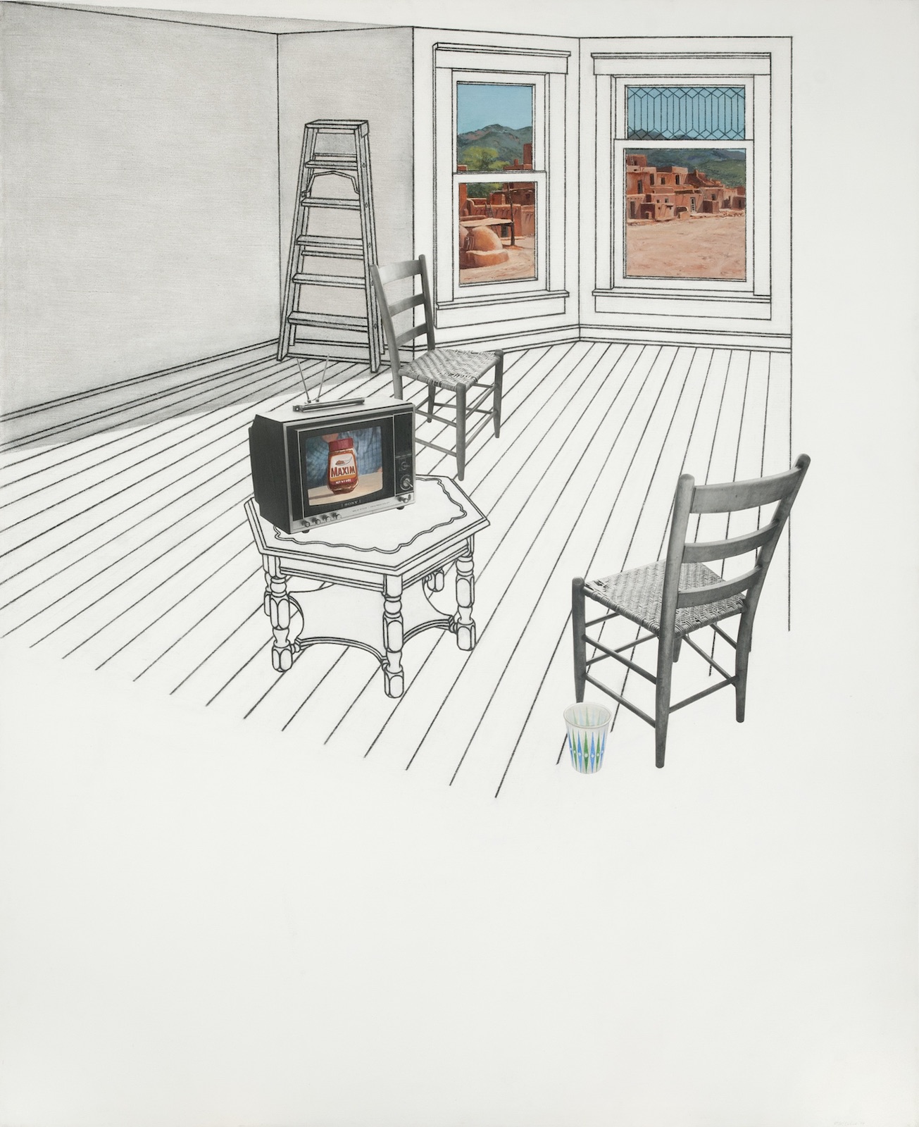 Robert Ellis, Studio Bay with View of Taos Pueblo