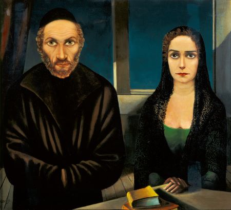 Carlo Mense, Double-Portrait (Rabbi S. and Daughter), ca. 1925–1926