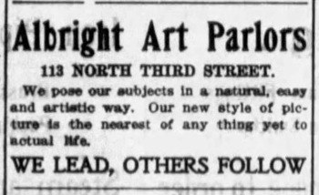 An Albuquerque newspaper advertisement for Mrs. Albright's Art Parlor