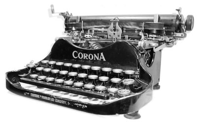 Typewriter and case, c. 1930 (last patent date 1917), Corona, Metal, plastic, rubber, ribbon, ink, Gift of Harry E. Chrisman and Don Bell in memory of Ernie Pyle, PC1990.80.1a&amp;b