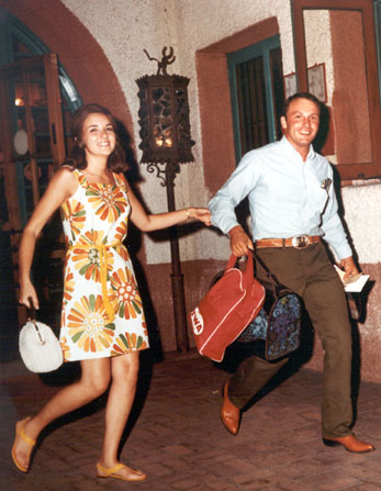 Janet and Charlie Kahn, Alvarado Hotel, 1969.  Schultz Collection, 1999.54.4.  The Kahn's wedding ceremony was the last wedding held at the Alvarado Hotel before its demolition in 1970.