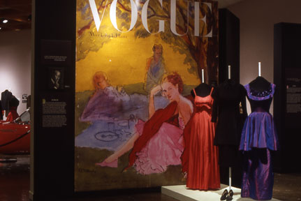 Three evening dresses from the mid to late 1950s.