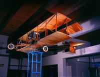 Ingram/Foster Biplane, 1914. Jay Ingram and Charles Foster, fabricators. Wood, fabric, metals, bamboo, rubber. Photographer:  Dick Ruddy. The Albuquerque Museum and Aviation Department Purchase. 1987 G.O. Bond Fund, PC1987.41.1.