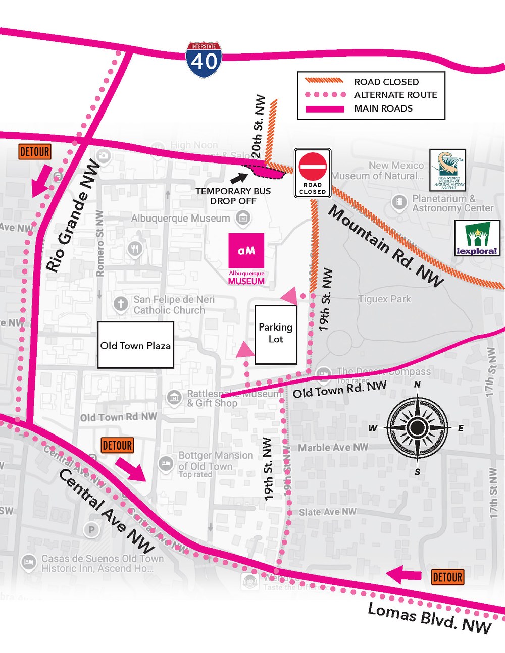 Alternate Route Map to the Albuquerque Museum Alternate Route Map to the ABQ Museum