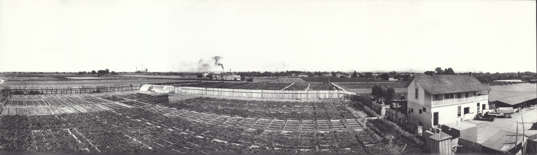 Black and white photograph of a farm from 1915.