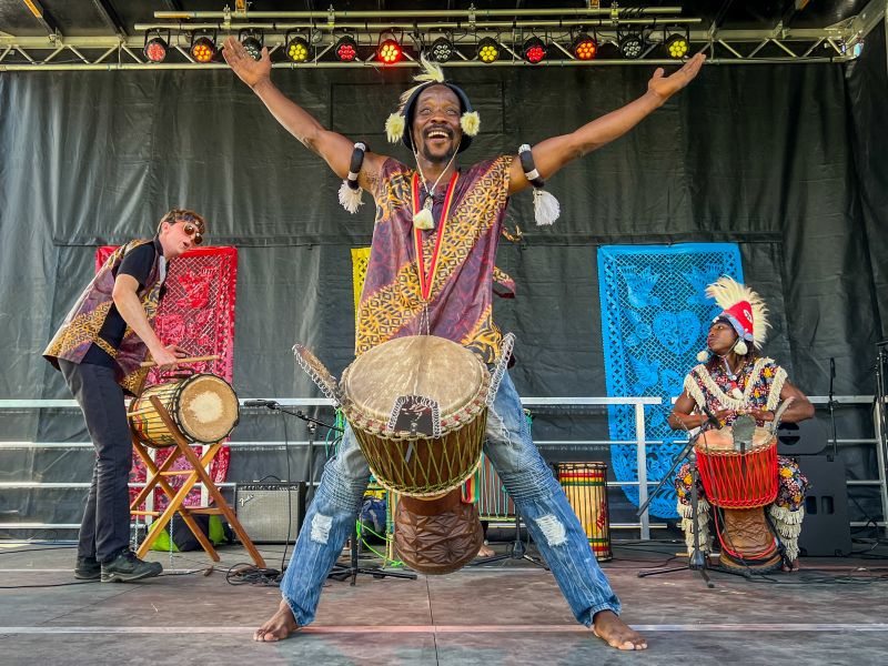 Wassa Wassa performing West African drumming and acrobatic dance