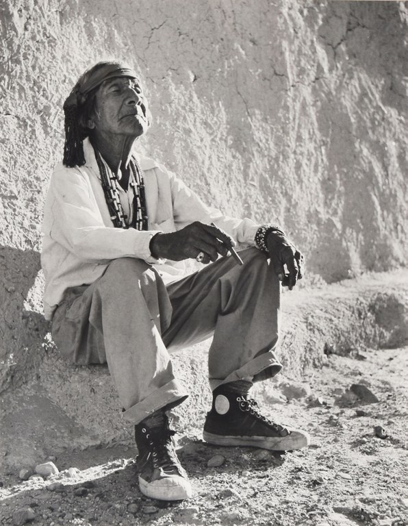 Lee Marmon, White Man’s Moccasins, 1954, gelatin silver print, Albuquerque Museum, gift of Cate Stetson, PC2021.72.28