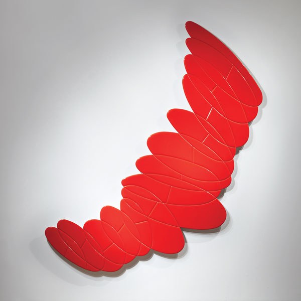 Paul Sarkisian Untitled (right leaning red51), 2005 polyurethane on wood 168 x 89 in. photo by Eric Swanson