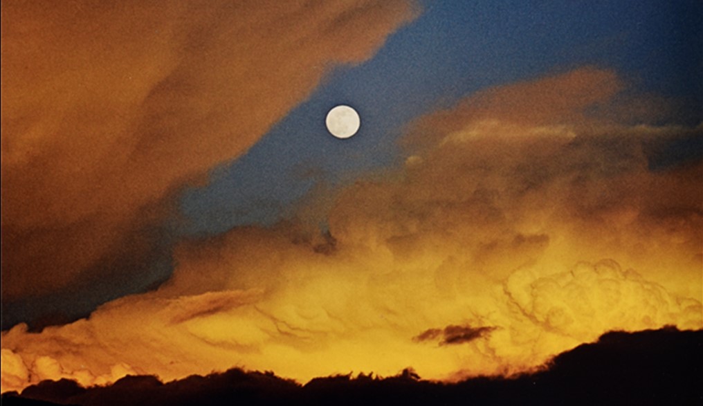 Eliot Porter, Storm Clouds With Moon, New Mexico, 1977. Dye-transfer print, overall: 9 7/8 x 11 in. (25.1 x 27.9 cm). Albuquerque Museum, Museum Purchase, 1987 General Obligation Bonds. PC1988.35.23