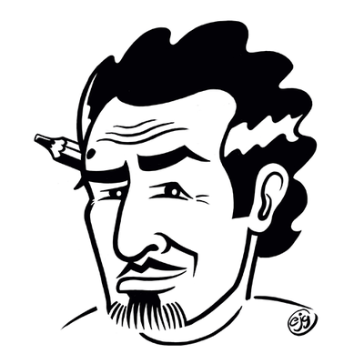 Eric J. García Headshot A black-and-white self-portrait of artist Eric J. García, who has a pencil behind his ear.