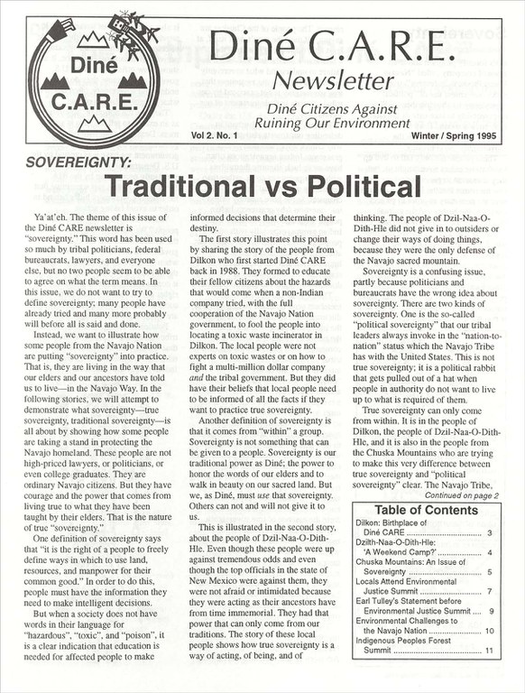 Diné C.A.R.E. Newsletter, Vol. 2 No. 1