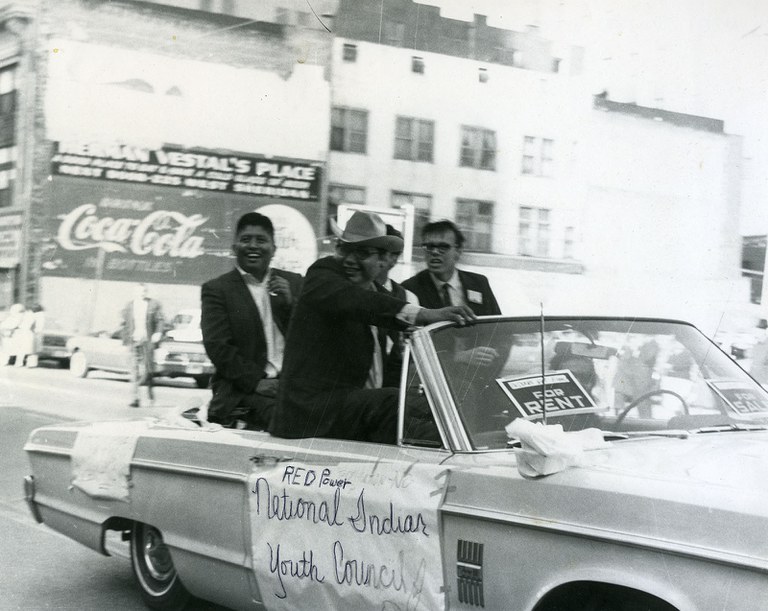 Unidentified Artist, National Indian Youth Council Members Crash National Congress of American Indians Parade