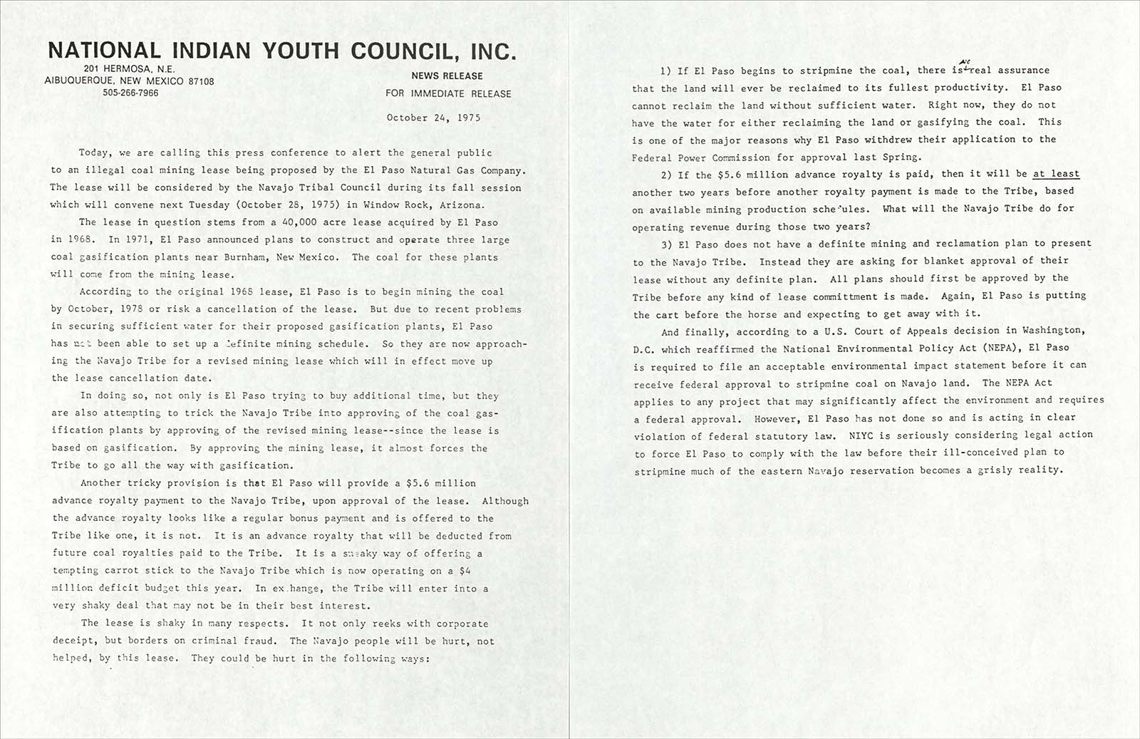 NIYC Press Release