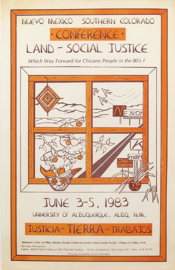 Unidentified Artist, Land—Social Justice Conference: Which Way Forward for Chicano People in the ‘80s? Seven Generations 2020