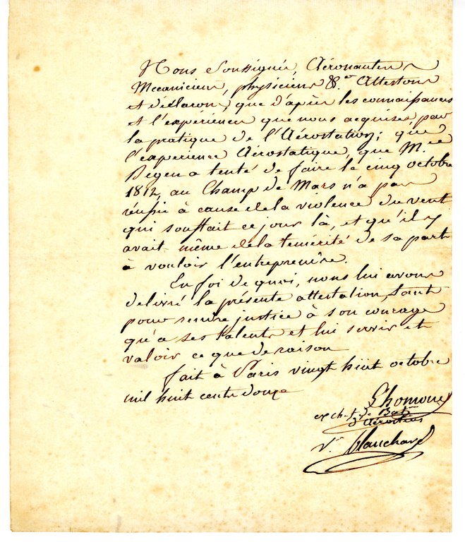 A hand-written letter in French.