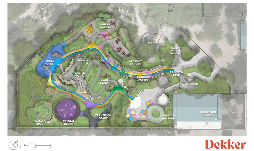 An overhead rendering of the new design concept for the Children's Fantasy Garden