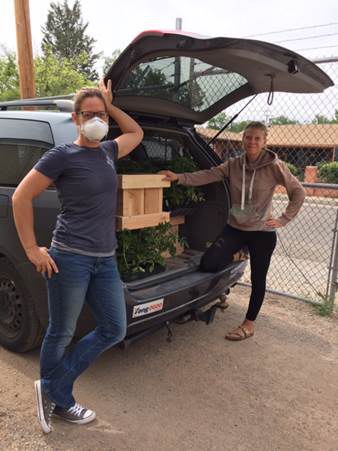 FIFABQ reps pick up plants from Botanic Garden, May 2020.