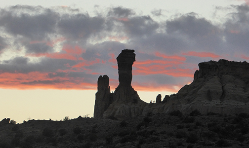 Ghost Ranch restoration project, 2018. Sunset landscape photo.