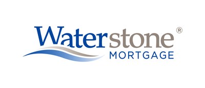 Logo for Waterstone Mortgage, words in dark blue and gray tones