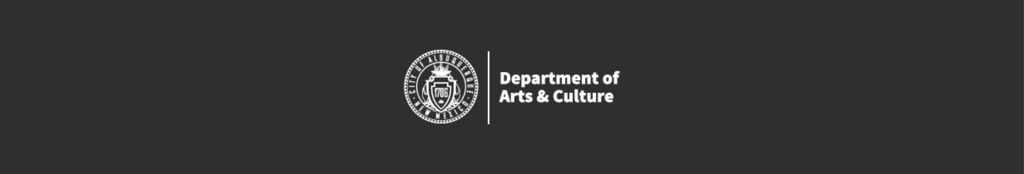 A black bar with the City of Albuquerque seal and the words Department of Arts & Culture in the center.