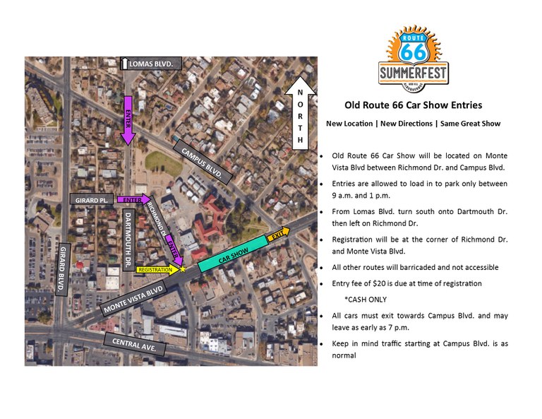 Route 66 2017 Summerfest car show map 