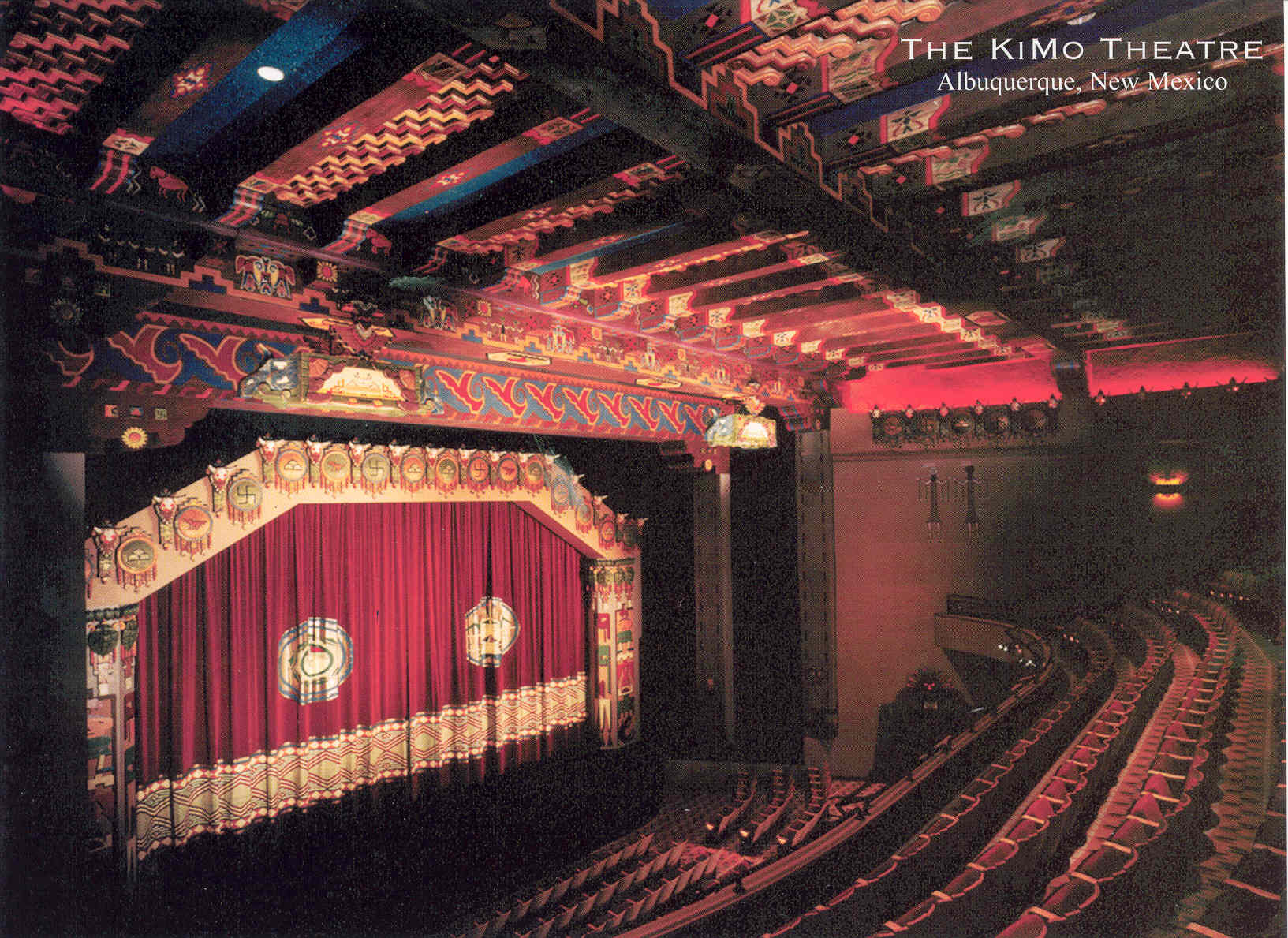A view of the interior KiMo Theatre stage taken from the balcony.