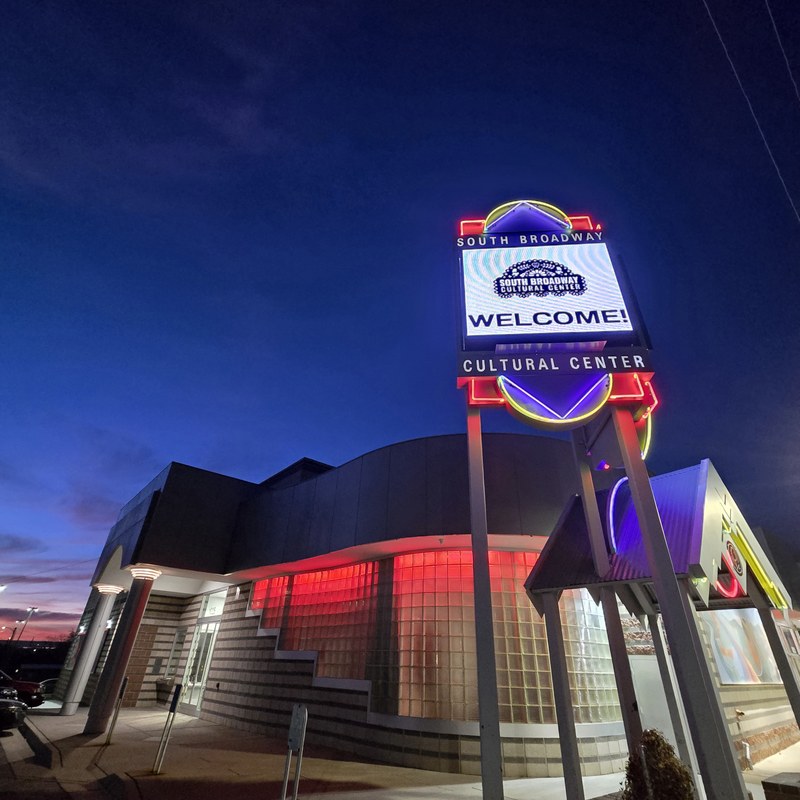 South Broadway Cultural Center at Night