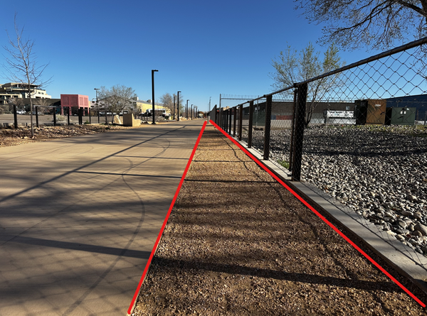 Sawmill Trail Sawmill walking trail with available space outlined in red.