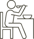 Person Seated and Eating Icon