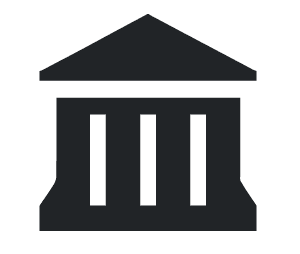 An illustration of a government or court building as seen from the front.