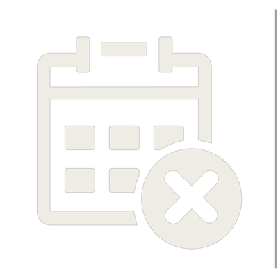 An icon of a calendar that has a circle with an x over the bottom right corner and a grey divider line to the right.